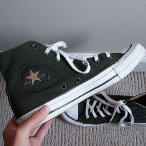 Converse Chuck Taylor High Top Sneakers in Olive Green and White